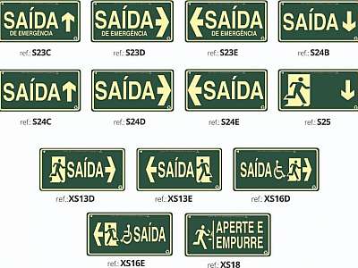 Placas de sinalização rota de fuga