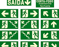 Placas de sinalização rota de fuga